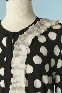 Jersey cardigan with polka dots and organdy pleated jabot Emporio Armani