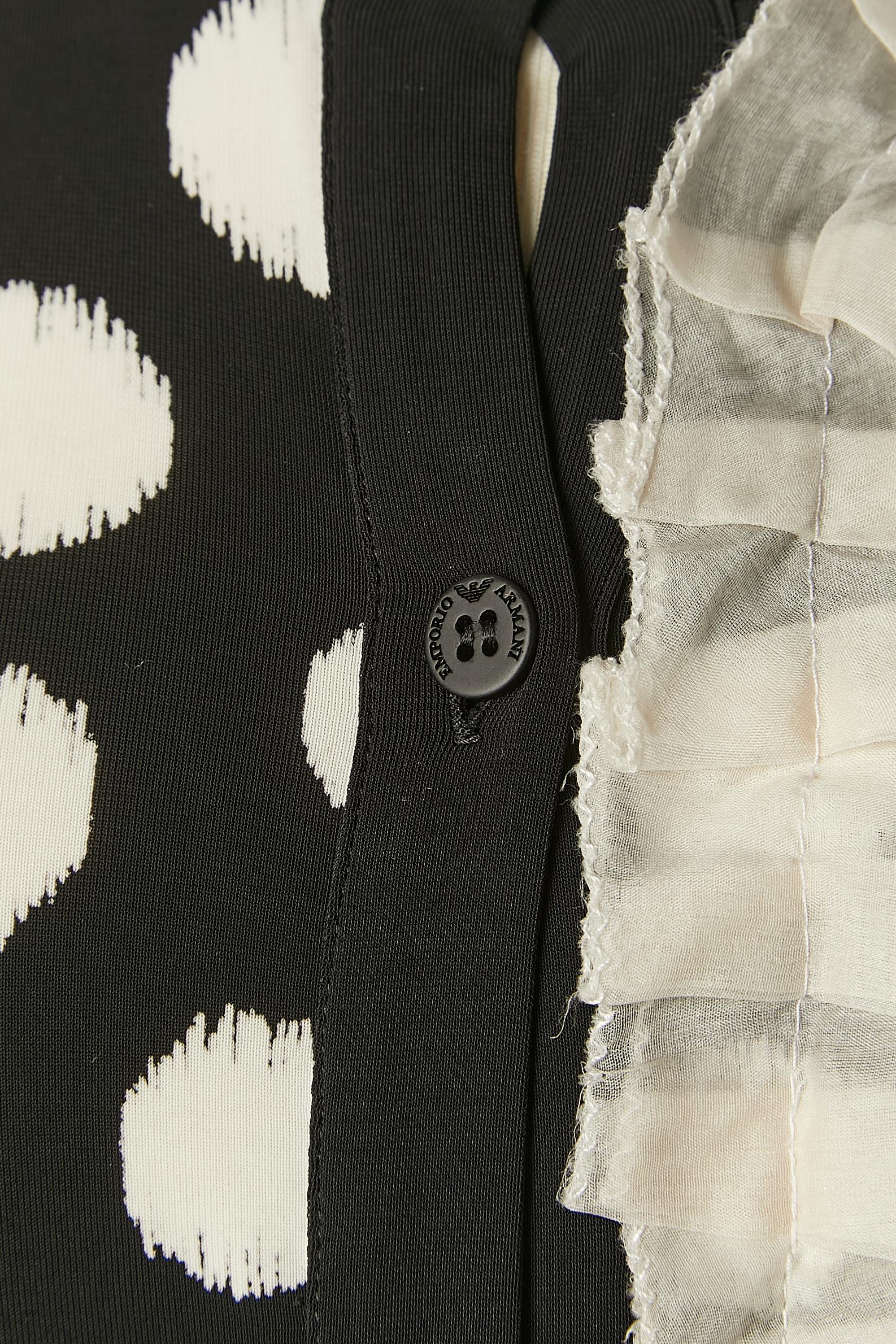 Cardigan en jersey à pois et jabot plissé en organdi Emporio ARMANI Pour femmes en vente