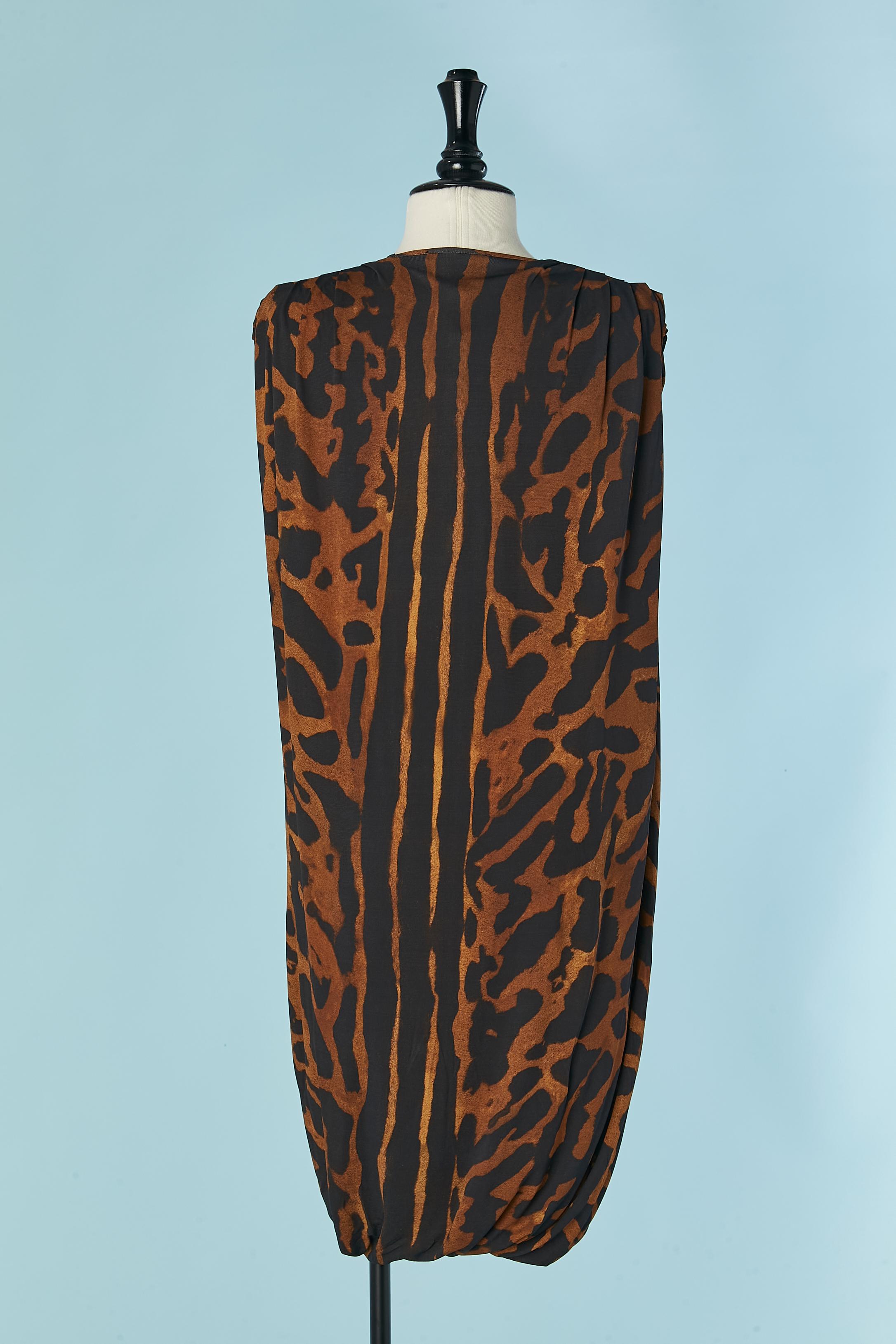 Women's Jersey draped and twisted sleeveless dress with animal print ALEXANDER MCQUEEN For Sale