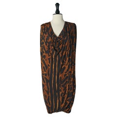 Jersey draped and twisted sleeveless dress with animal print ALEXANDER MCQUEEN