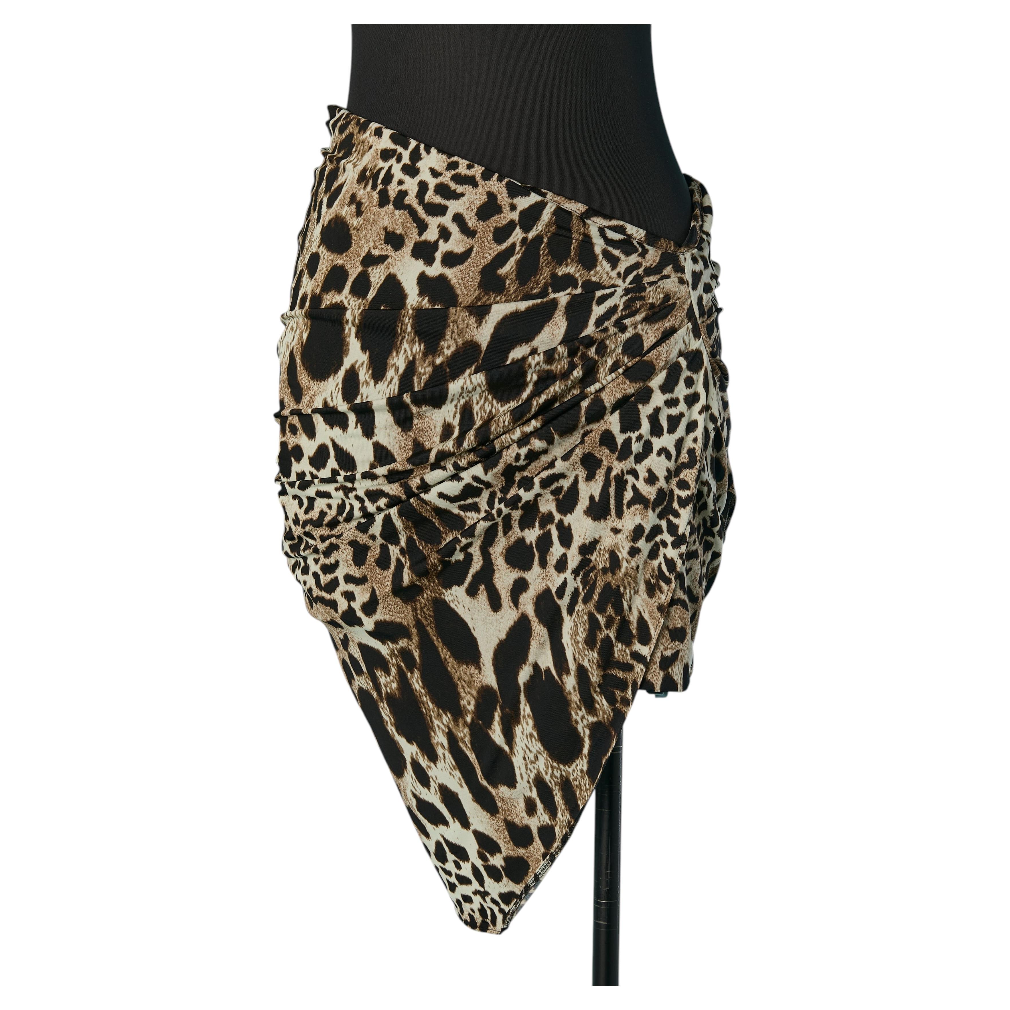 Jersey draped and wrapped mini skirt with animal print ALEXANDRE VAUTHIER