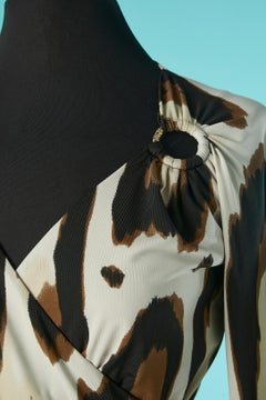 Jersey dress with leopard print wrap on the bust Roberto Cavalli
