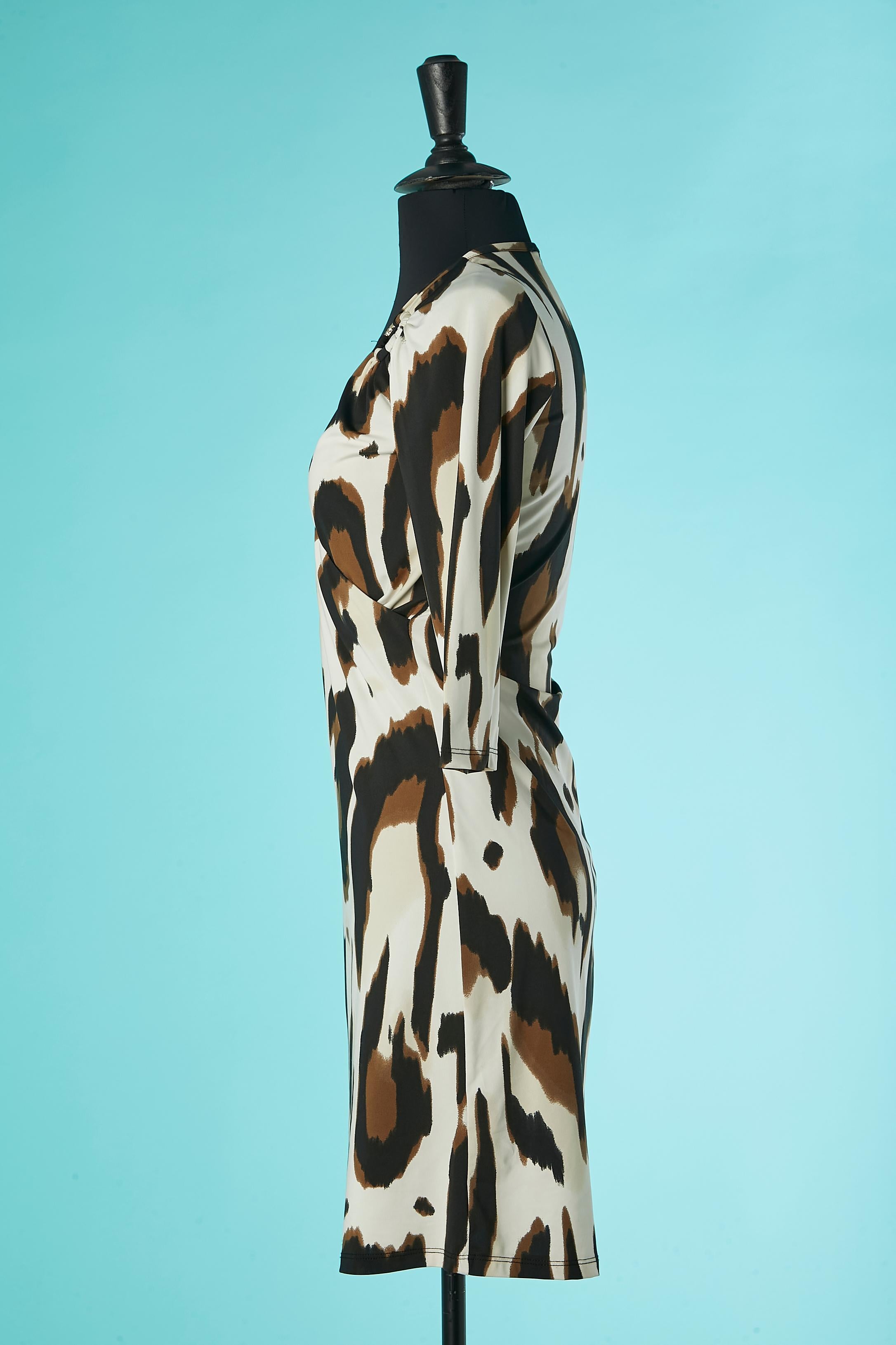 Noir Robe en jersey imprimé léopard sur le buste Roberto Cavalli en vente