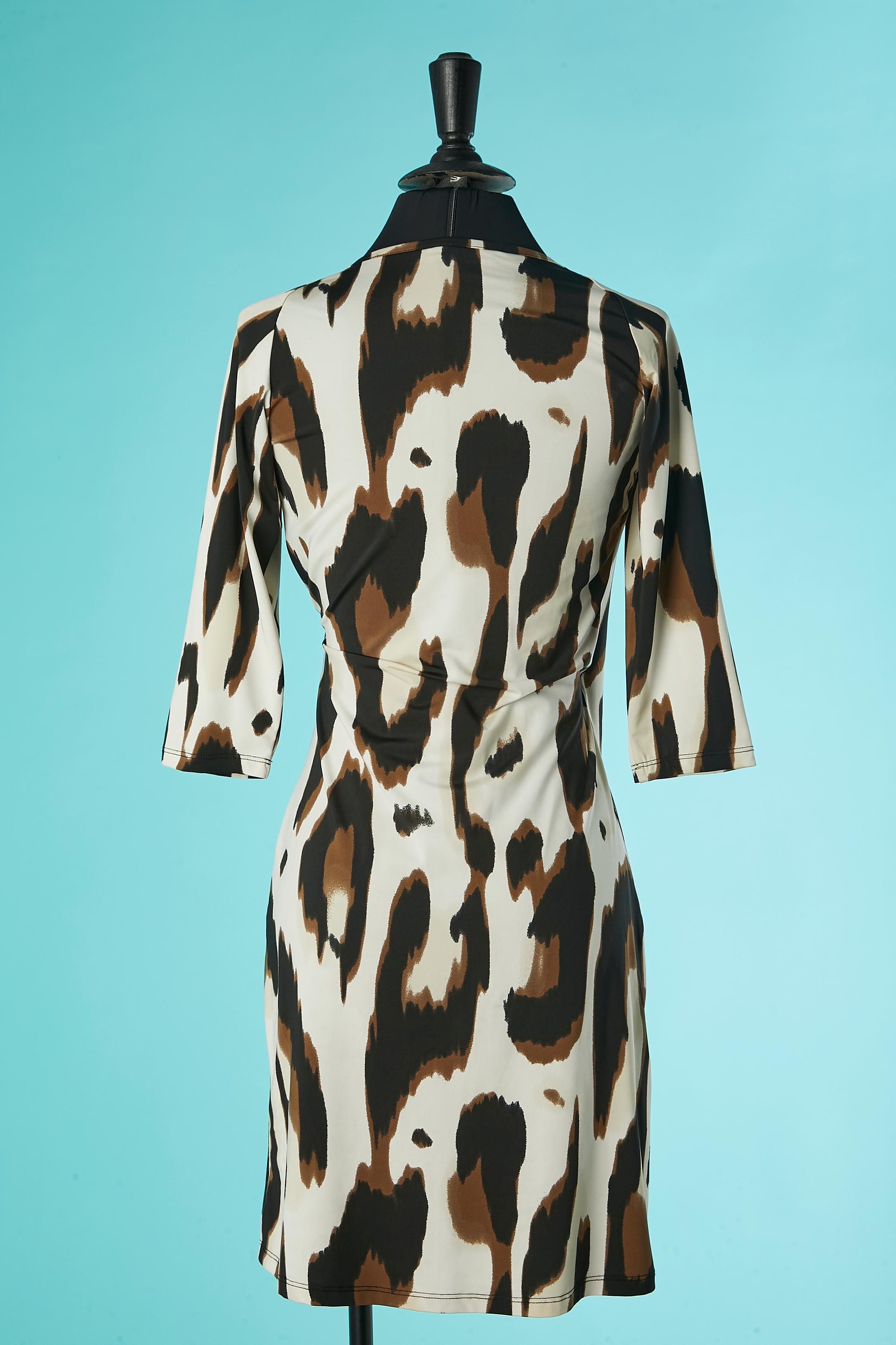 Women's Jersey dress with leopard print wrap on the bust Roberto Cavalli  For Sale