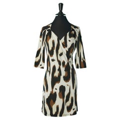 Jersey dress with leopard print wrap on the bust Roberto Cavalli 