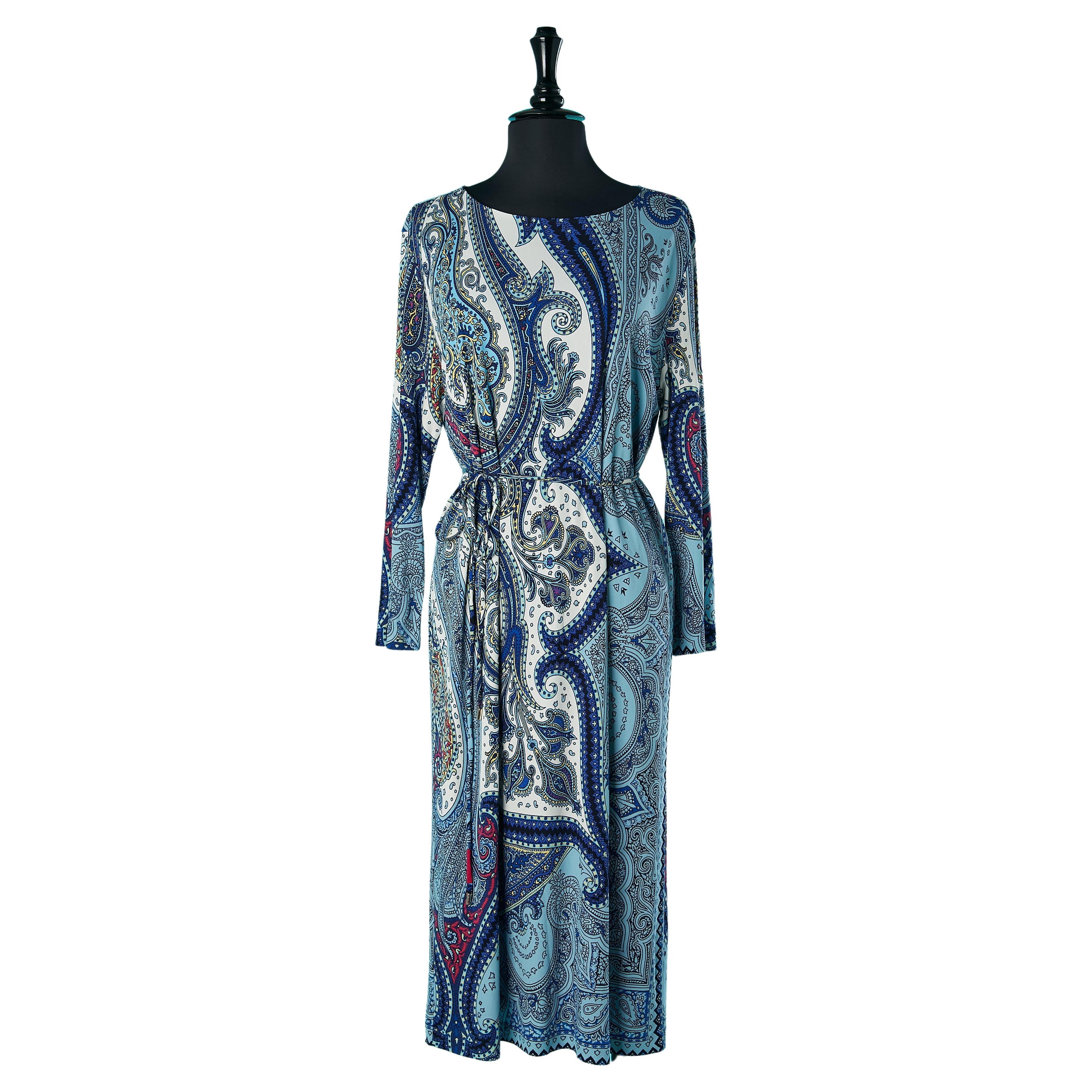 Jersey dress with Paisley print and belt Etro NEW with tag  For Sale