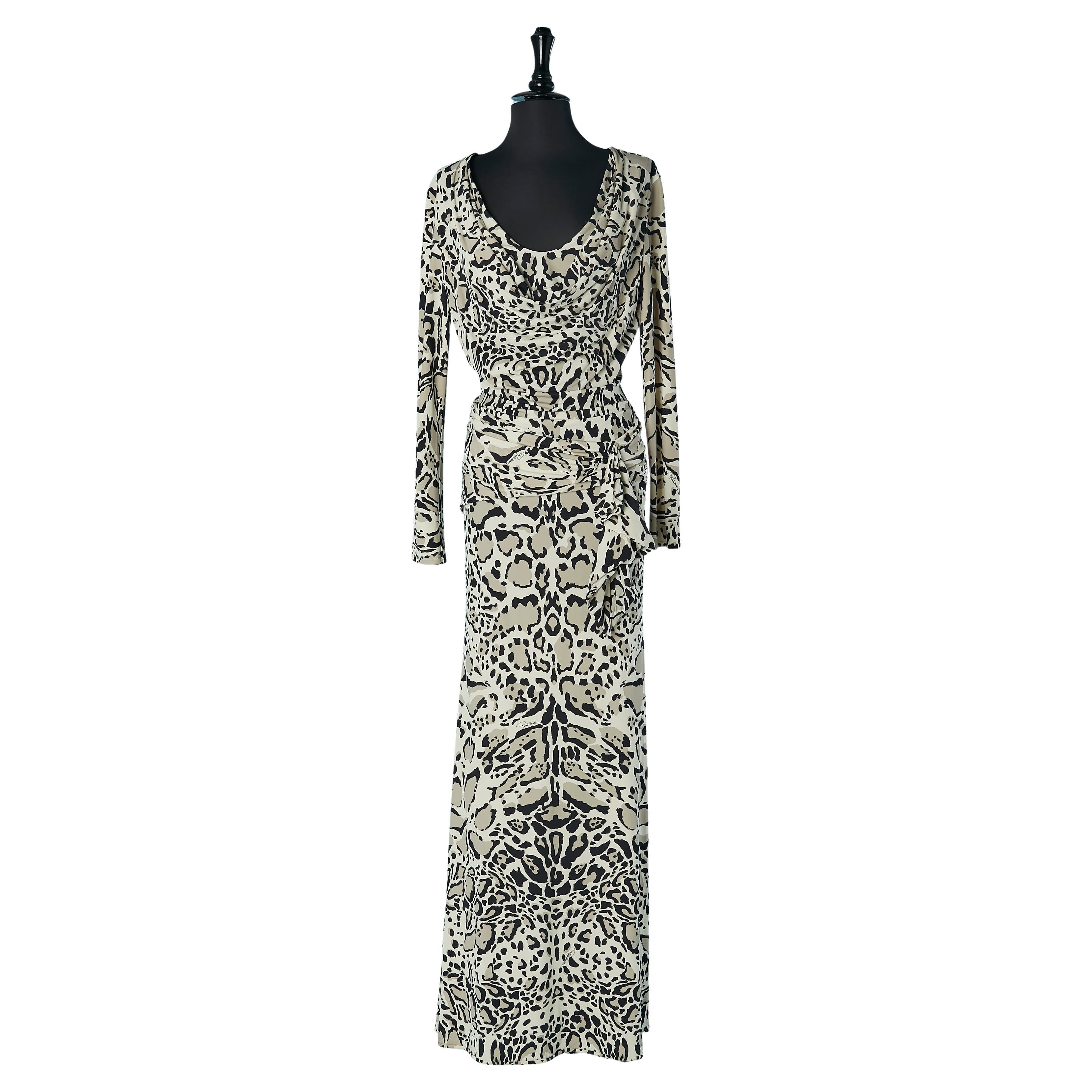 Abito da sera in jersey con stampa animalier Roberto Cavalli in vendita