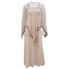 Vintage Jersey Evening Dress With Chiffon Cape, 1970's