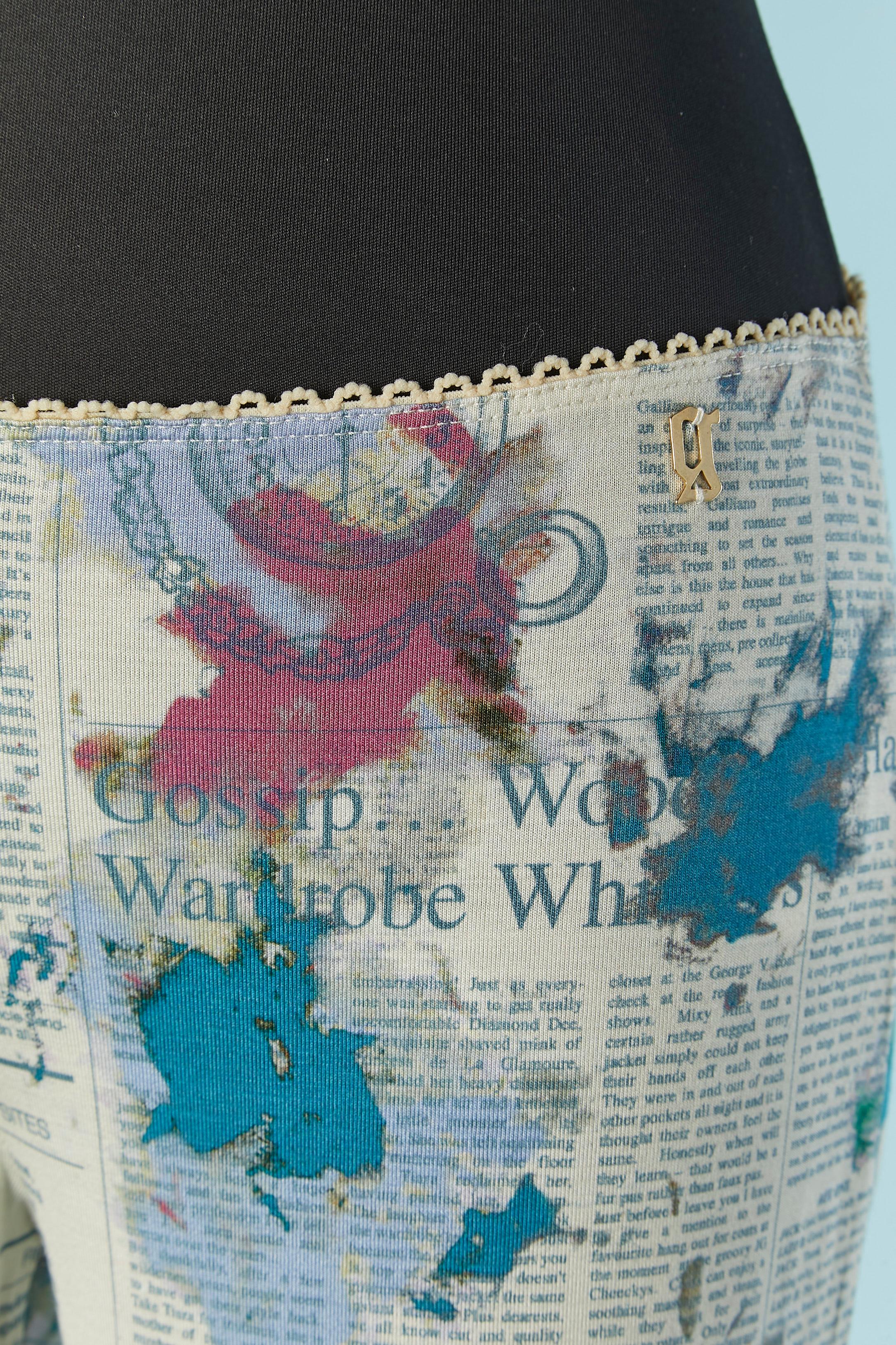 Jersey legging with Gazette print.
New with tag . Fabric composition: 95% rayon, 5% elastane. Elastic waist band.

SIZE 38 (Fr) M 
