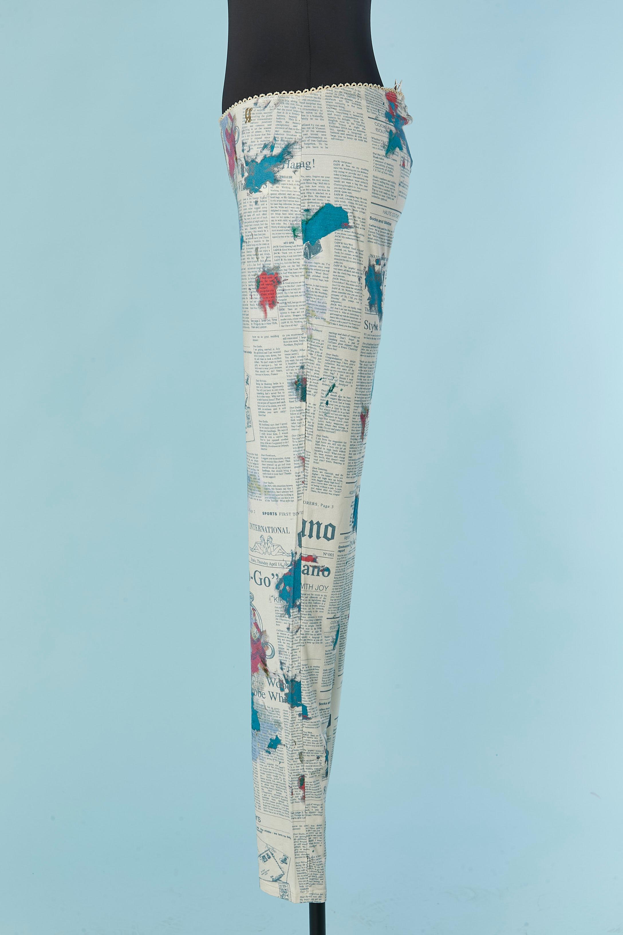 Women's Jersey legging with Gazette print GALLIANO NEW For Sale