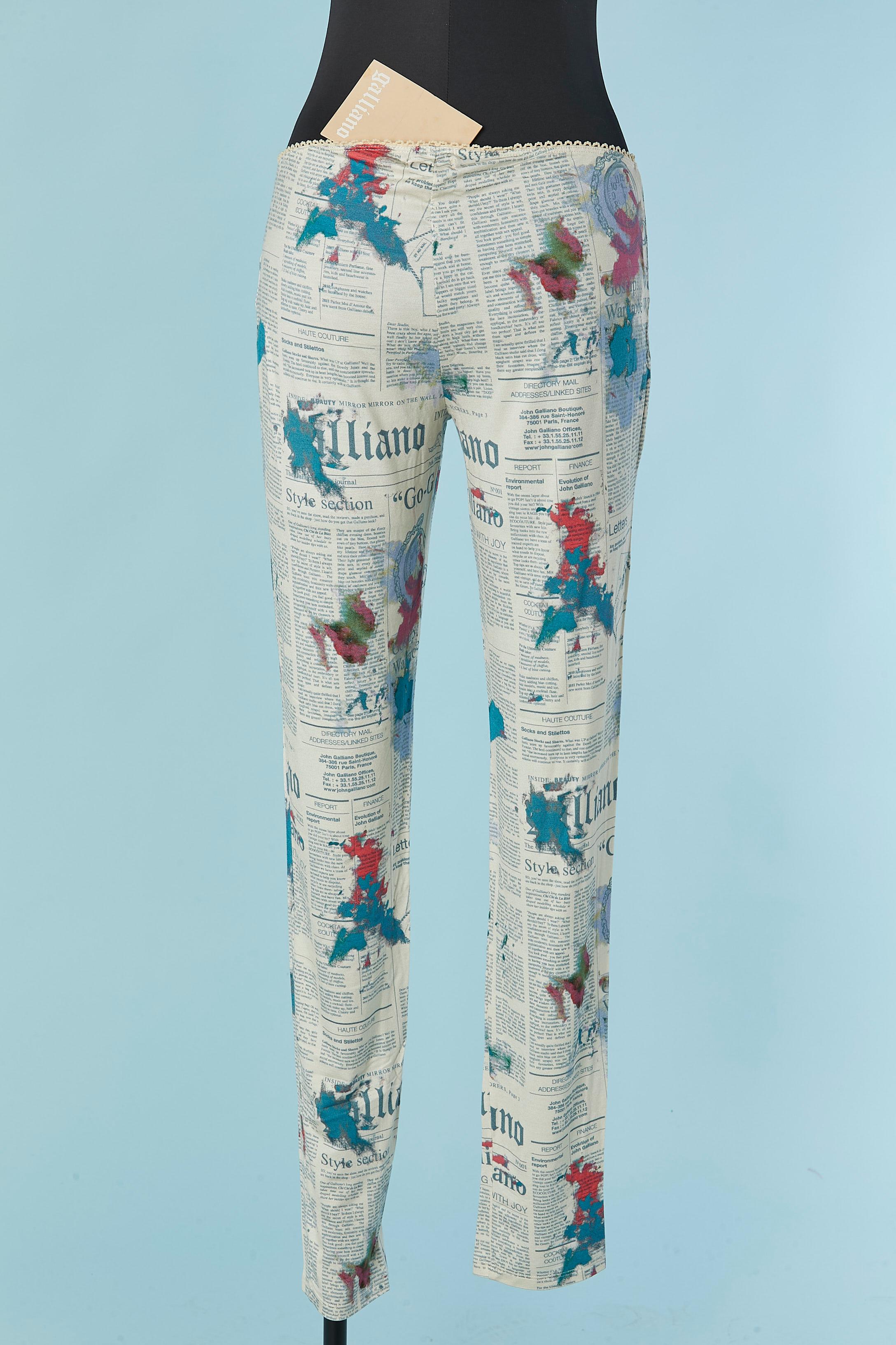 Jersey legging with Gazette print GALLIANO NEW For Sale 1