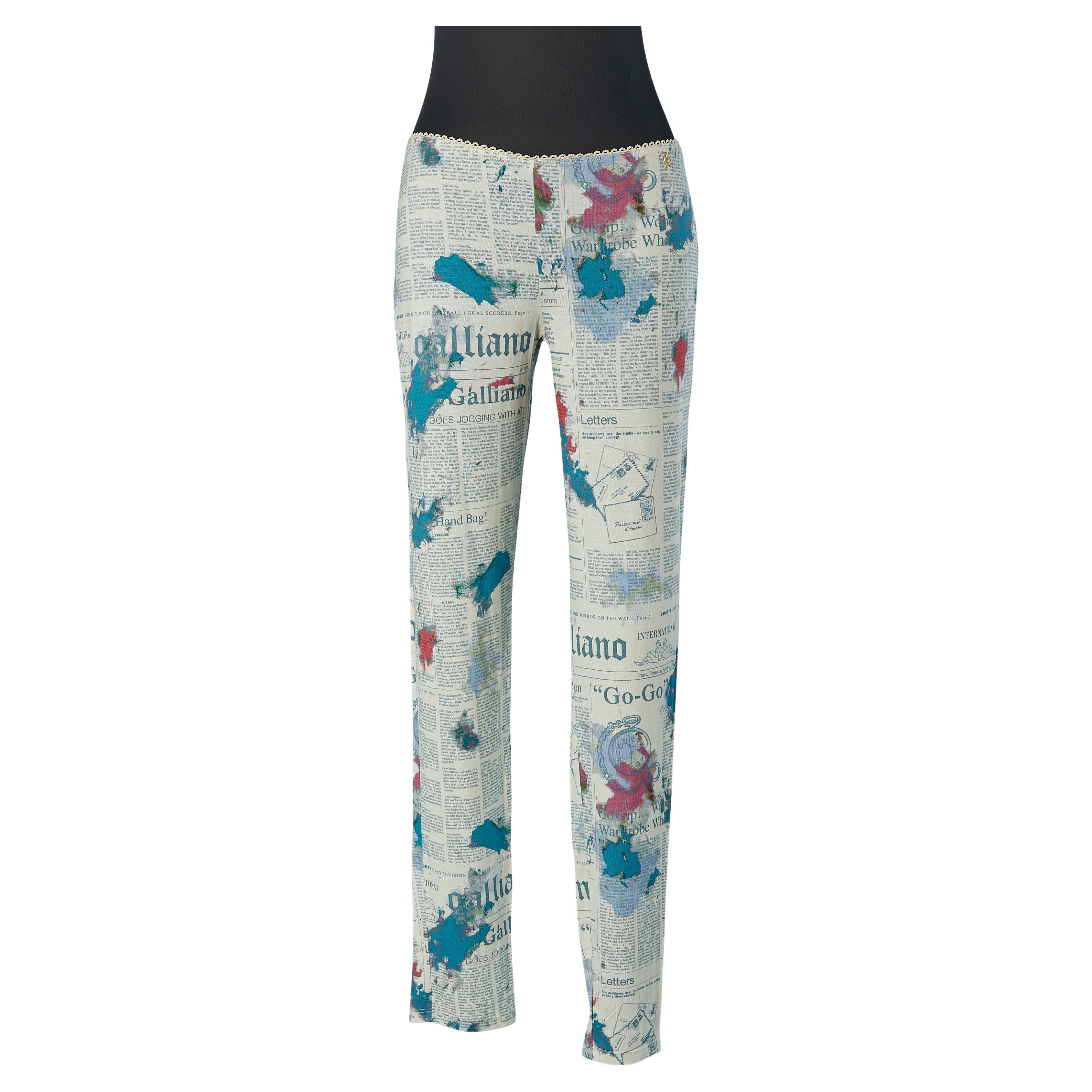 Jersey legging with Gazette print GALLIANO NEW For Sale