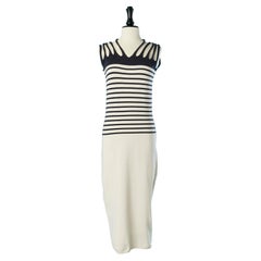 Jersey Marinière dress with multi-straps on shoulders Jean-Paul Gaultier Maille 