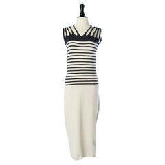 Jersey Marinière dress with multi-straps on shoulders Jean-Paul Gaultier Maille