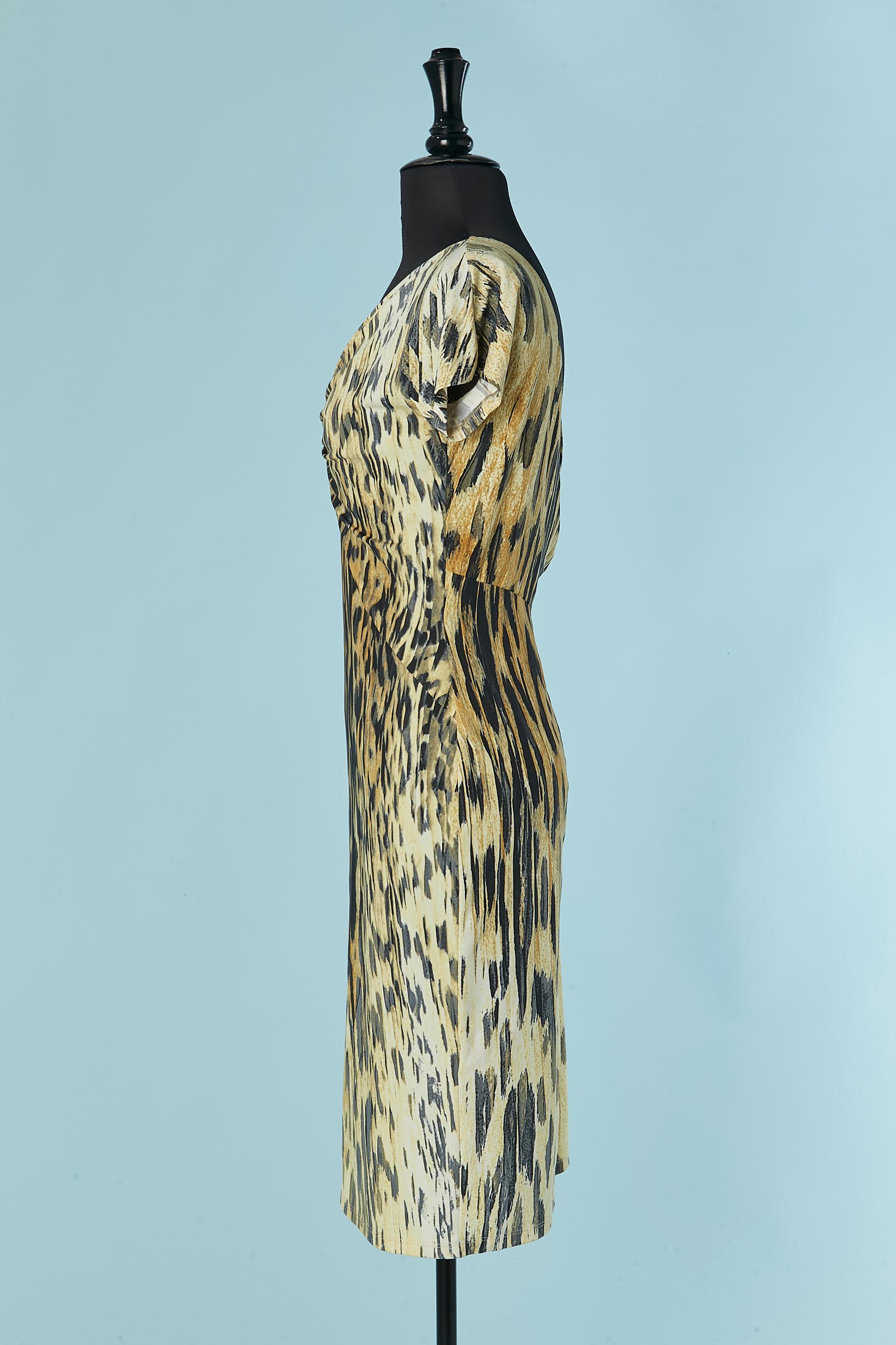 Jersey printed dress ROBERTO CAVALLI (Braun) im Angebot