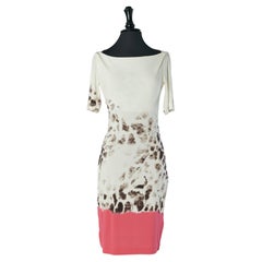 Jersey printed dress with pink bottom edge and short sleeves JUST CAVALLI