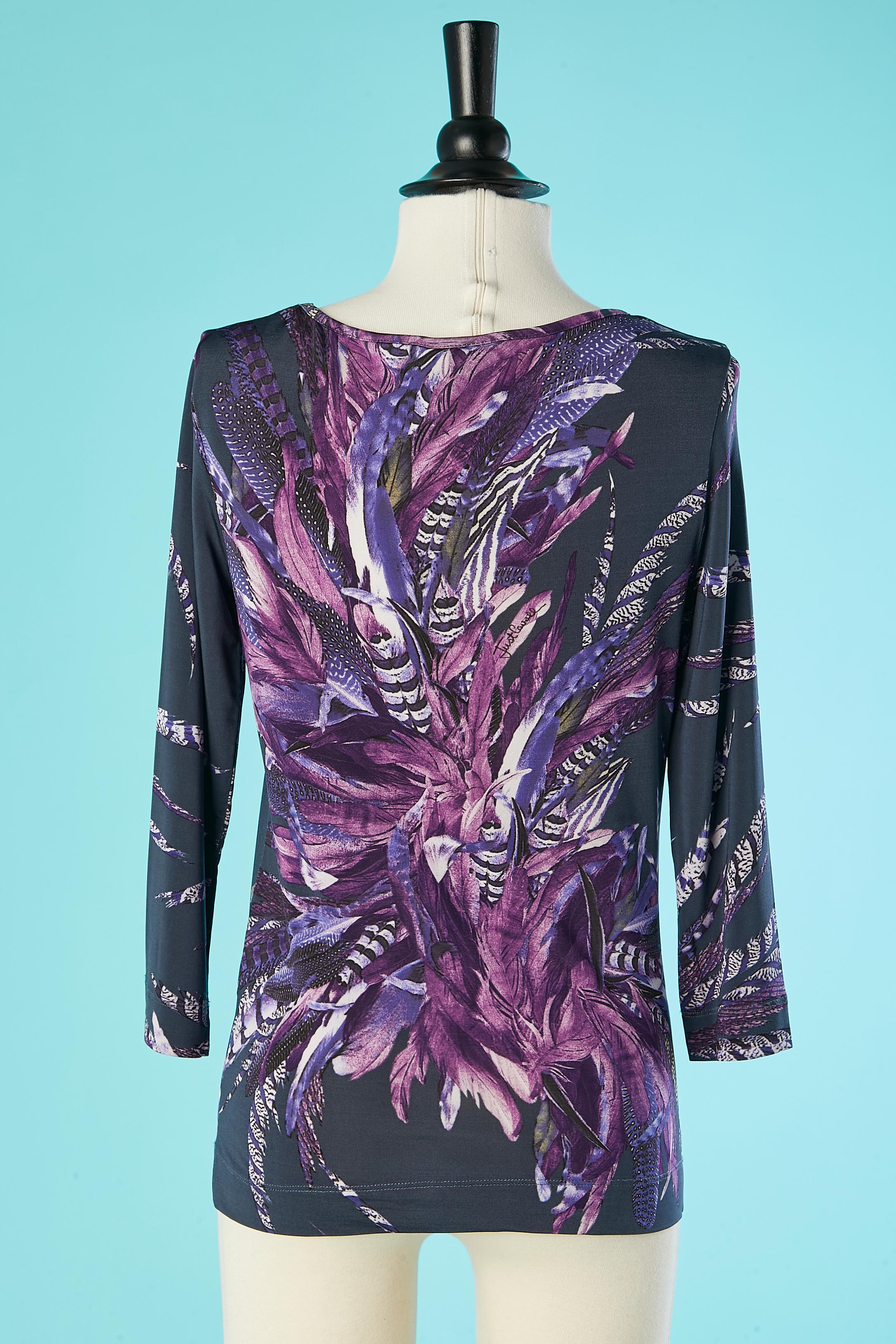 Women's Jersey tee-shirt with feather print Just Cavalli  For Sale