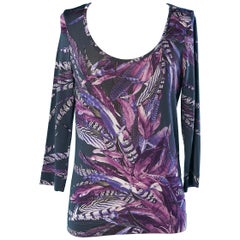 Maglietta in jersey con stampa di piume Just Cavalli