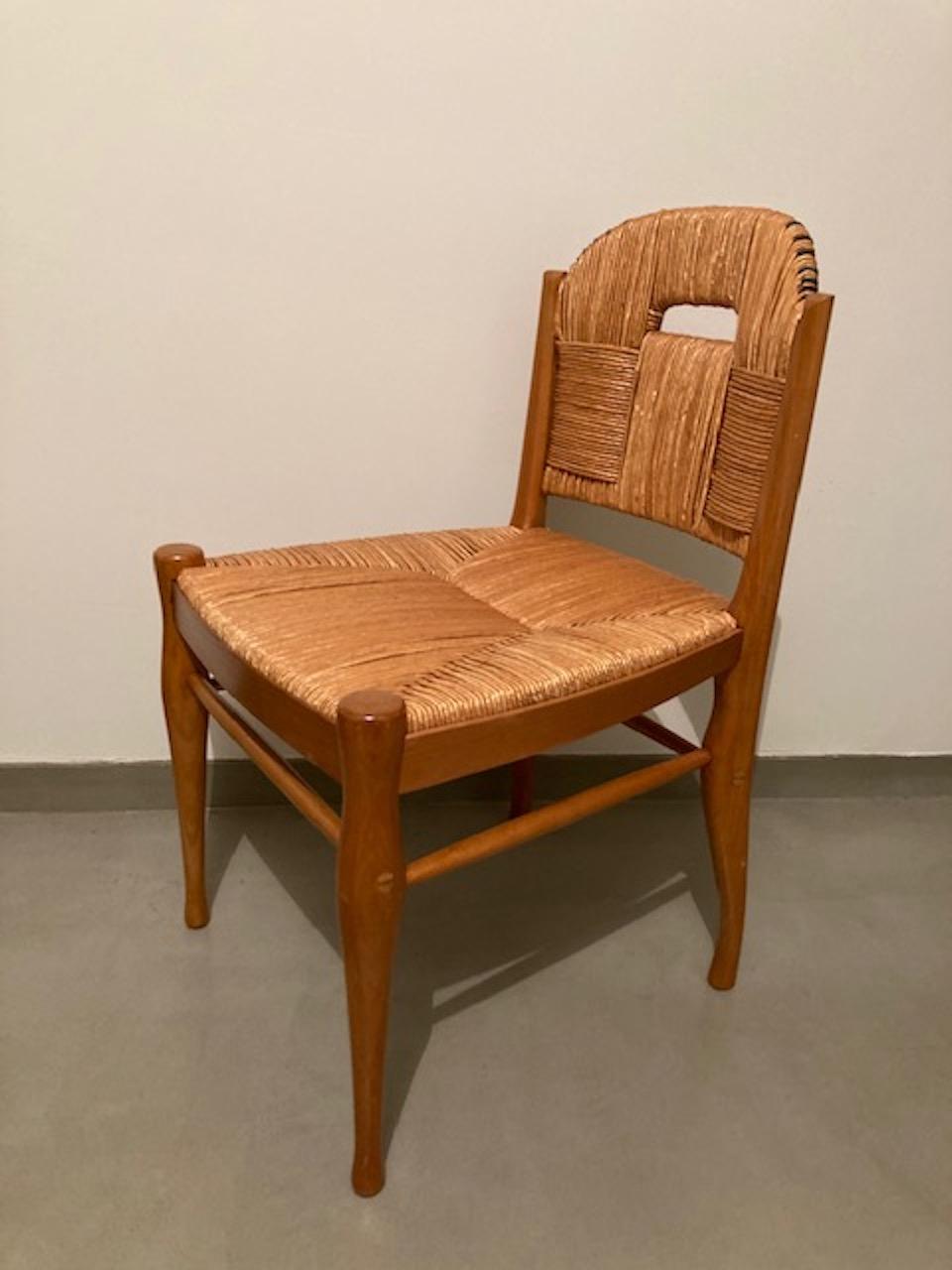 J.E.Ruhlmann Rare Set of Six Chairs Model 