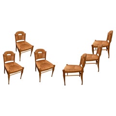 J.E.Ruhlmann Rare Set of Six Chairs Model "Rendez-vous des pêcheurs de truite"
