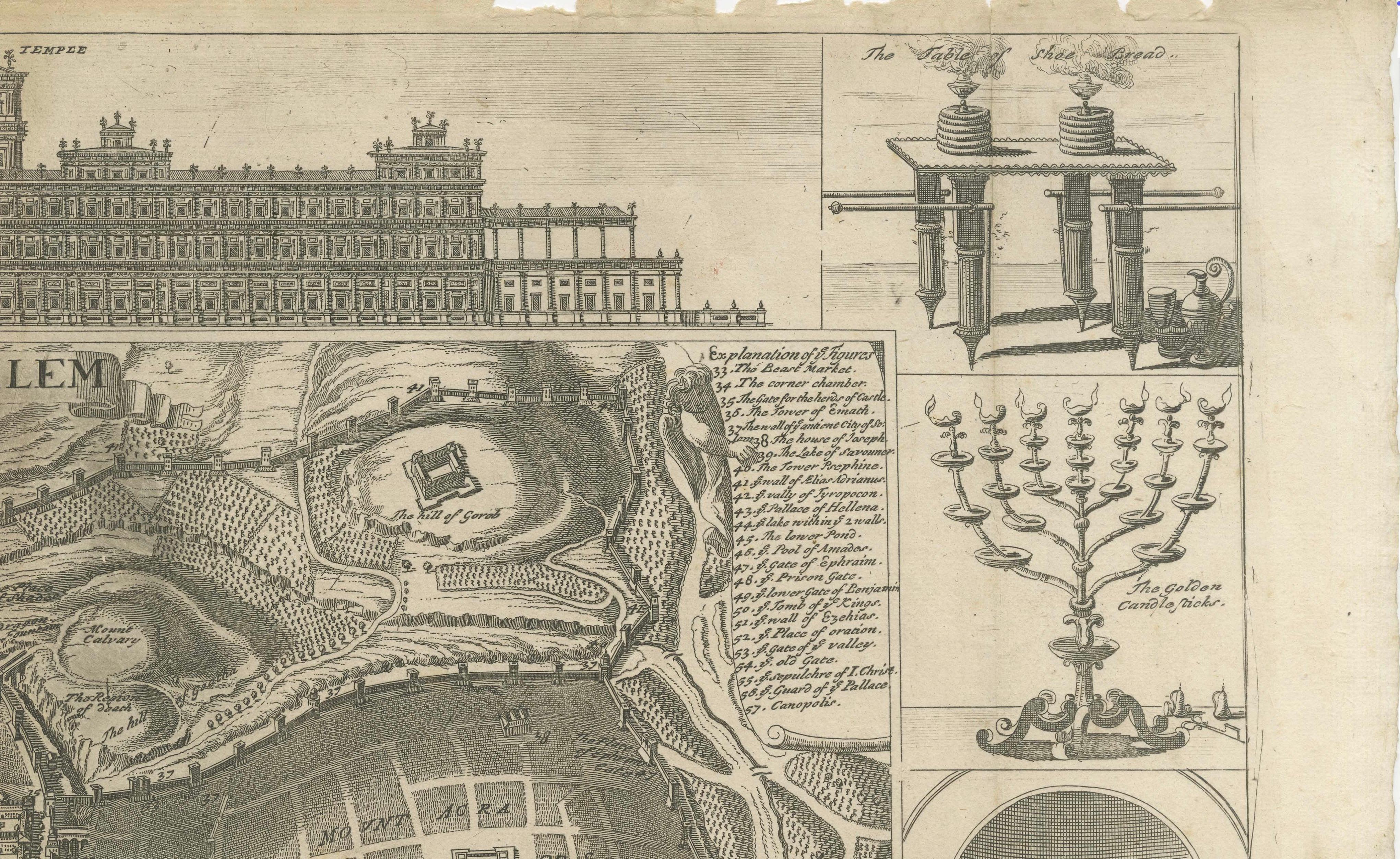 Jerusalem and Temple Imaginary Map by Blome, Published London 1689 For Sale 3