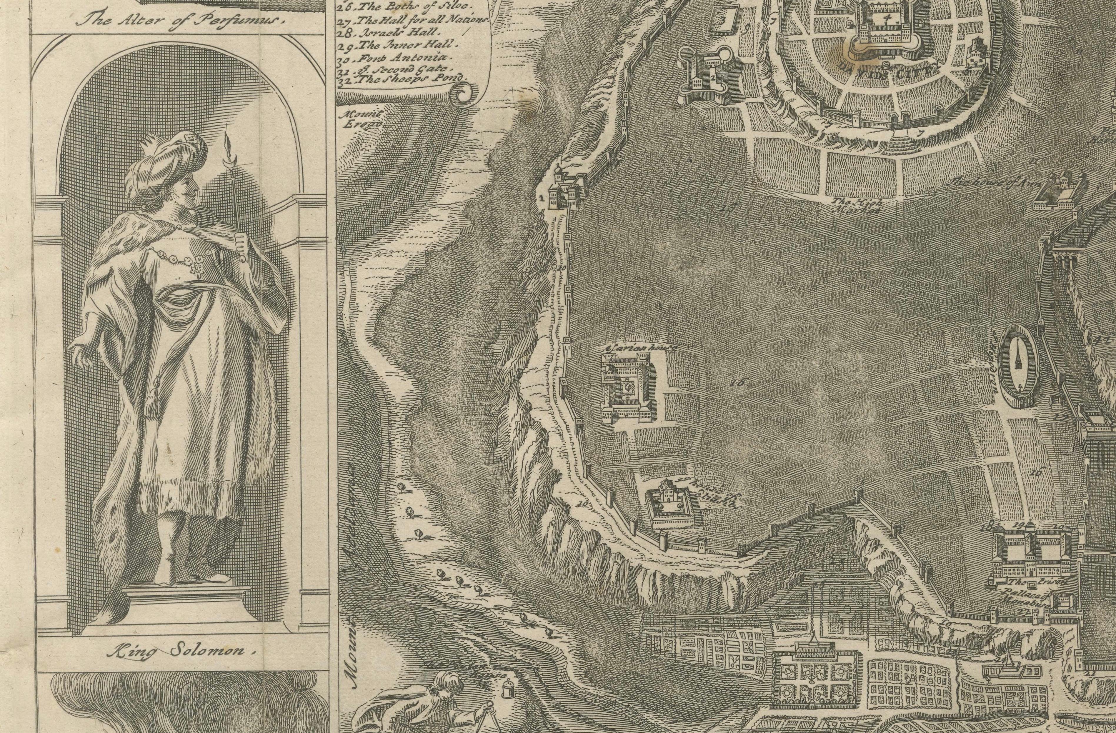 17th Century Jerusalem and Temple Imaginary Map by Blome, Published London 1689 For Sale