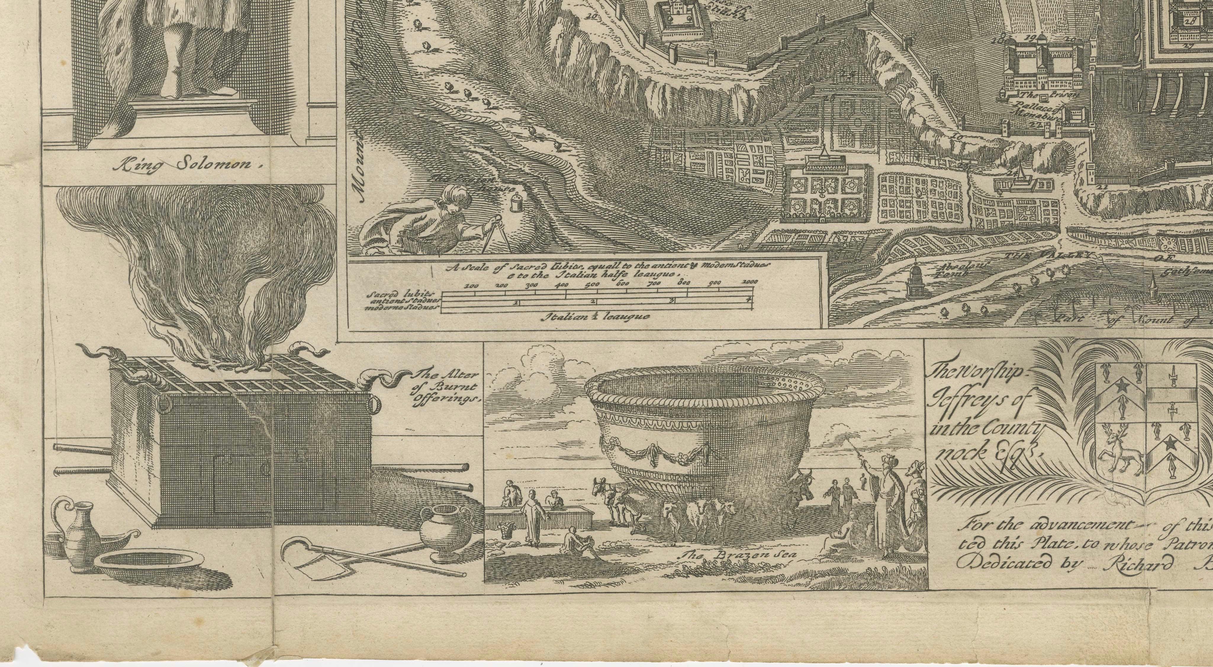 Paper Jerusalem and Temple Imaginary Map by Blome, Published London 1689 For Sale