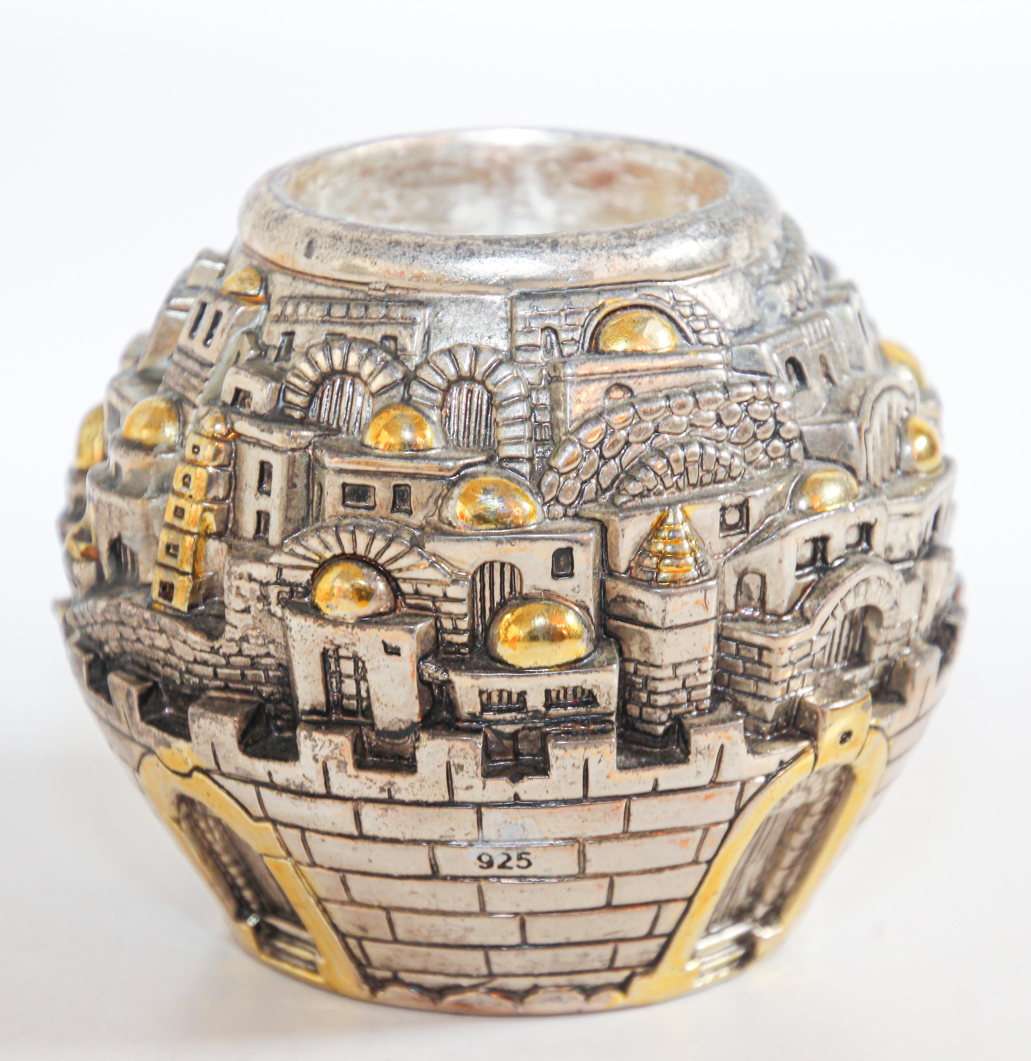 Israeli Jerusalem Design Round Shape Tea Light Holder