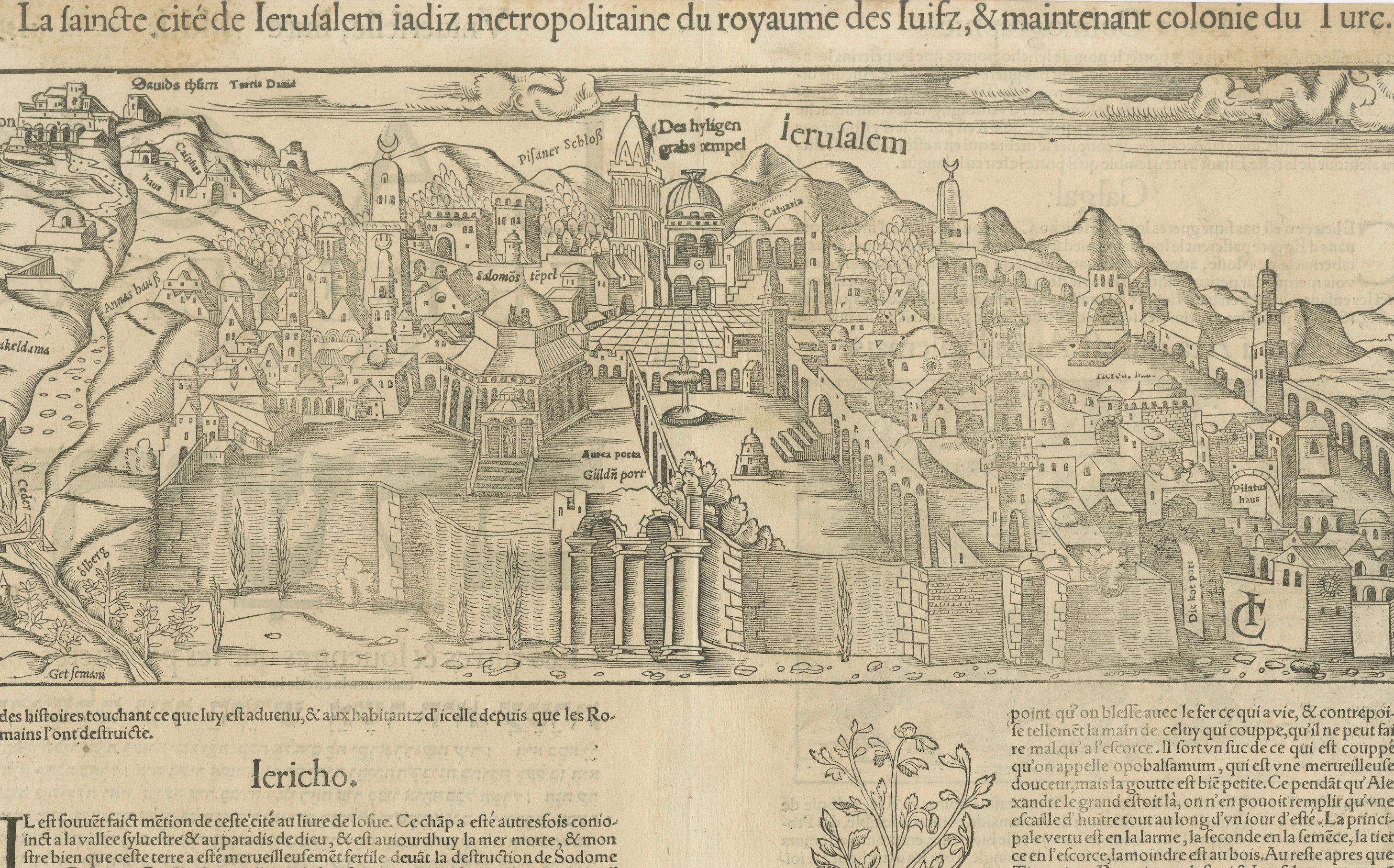 Jerusalem, Holy City View – Early Renaissance Woodcut, c.1560