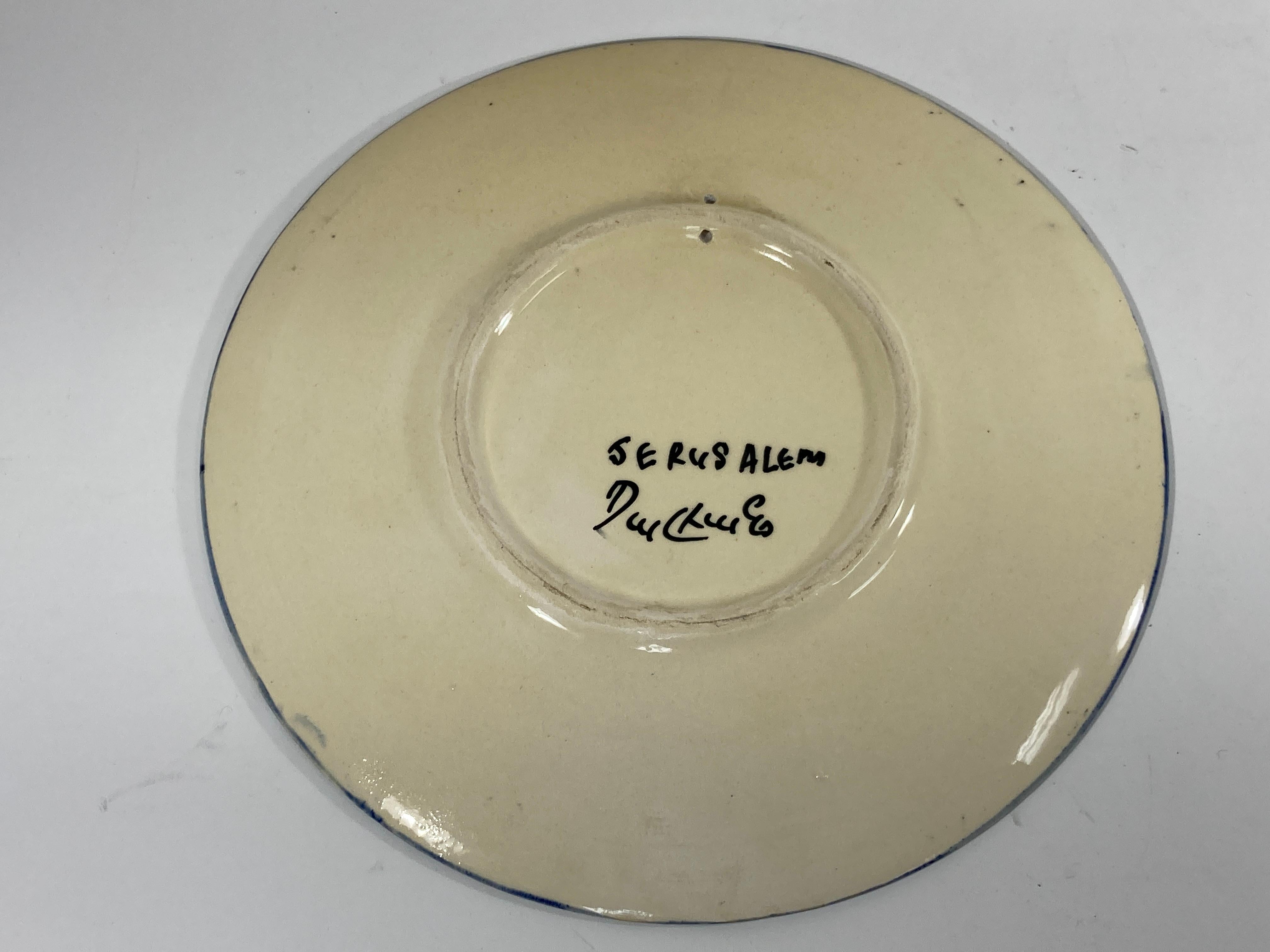 20th Century Jerusalem Polychrome Hand Painted Ceramic Plate For Sale