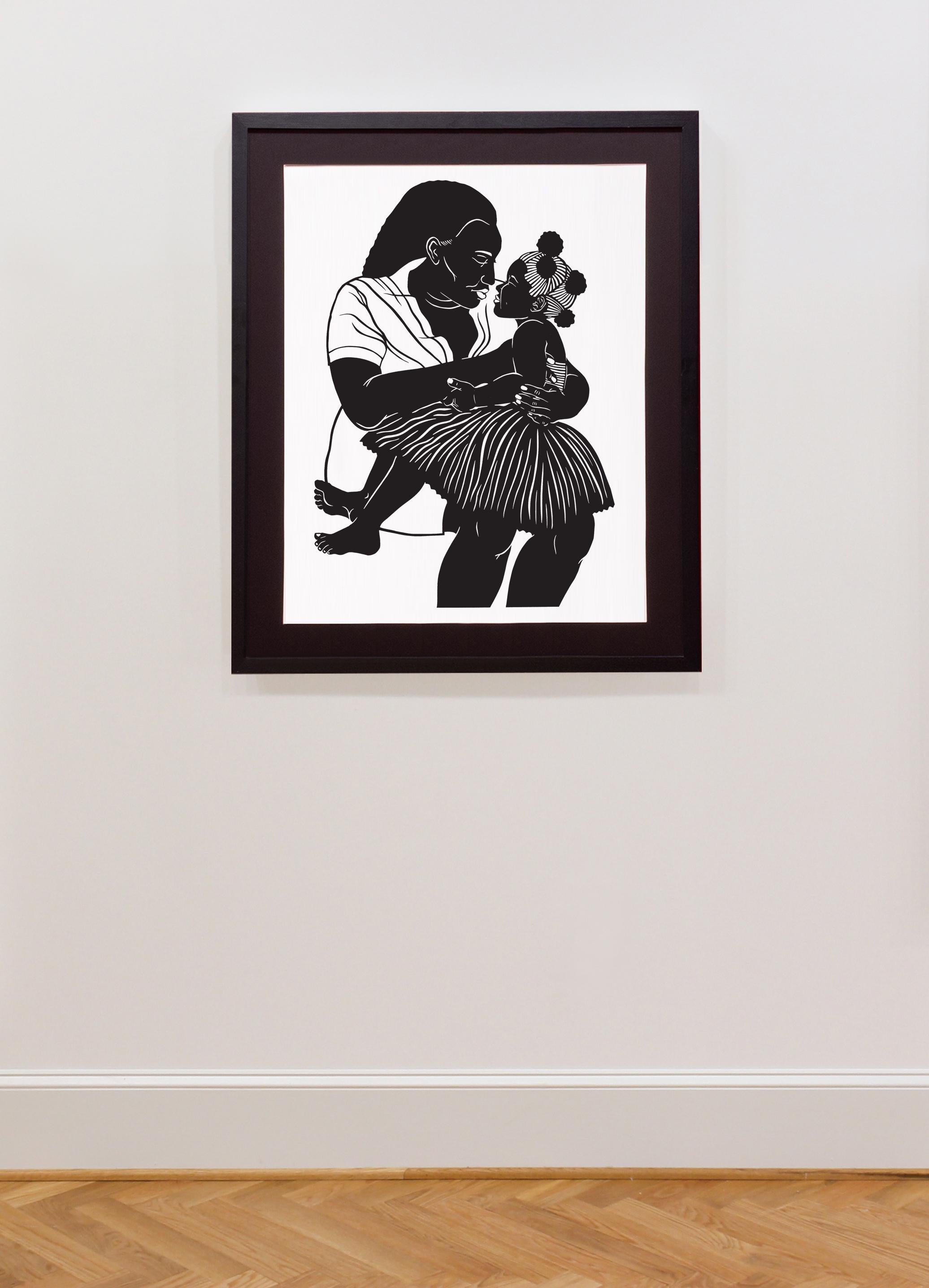 'Speak to My Heart No. 3' - figurative - black & white - cut paper - embrace - Contemporary Mixed Media Art by Jerushia Graham