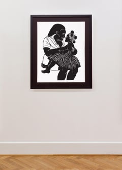 'Speak to My Heart No. 3' - figurative - black & white - cut paper - embrace