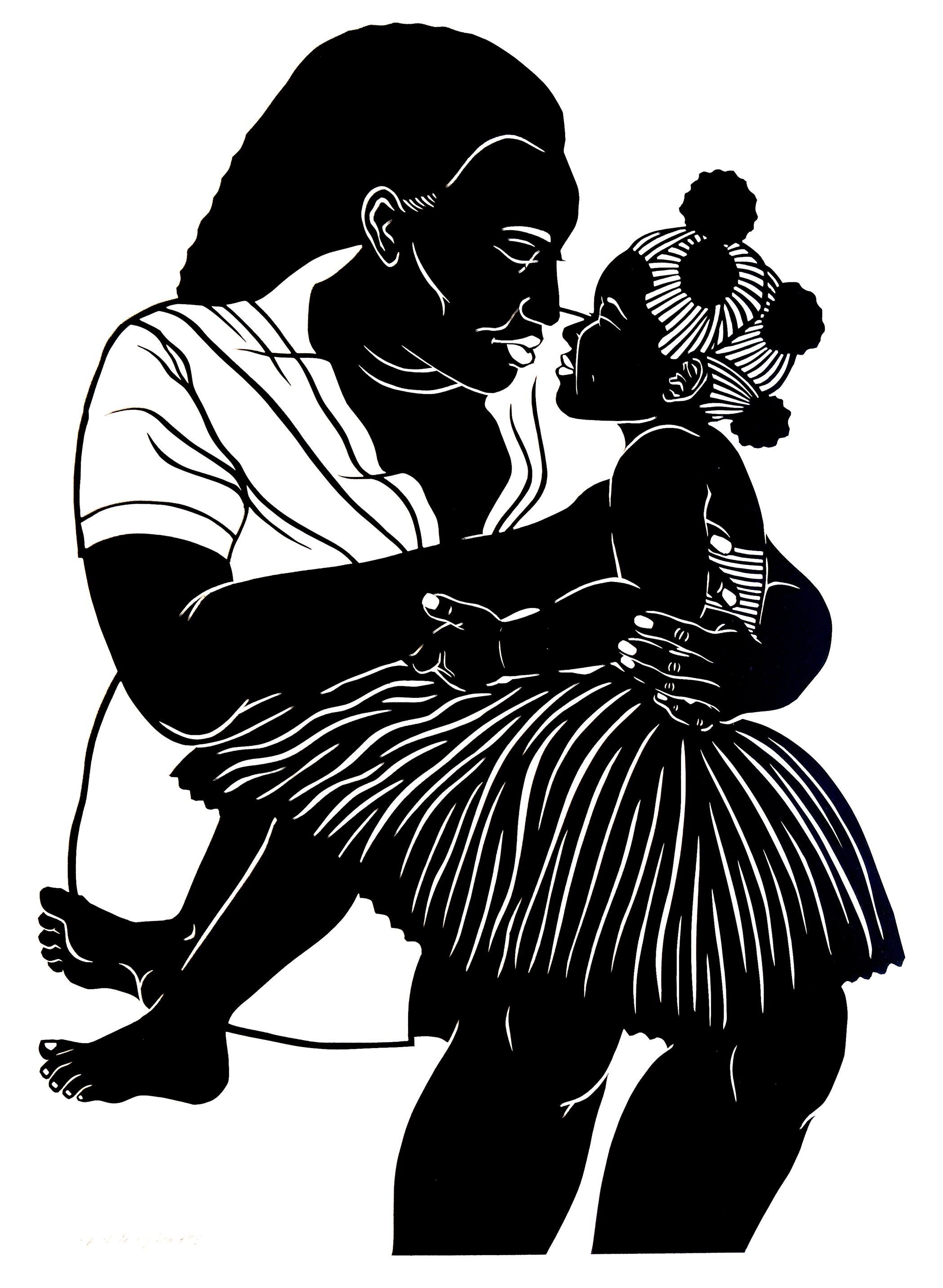 'Speak to My Heart No. 3' - figurative - black & white - cut paper - embrace - Mixed Media Art by Jerushia Graham