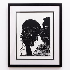 'Speak to My Heart No. 5' - figurative - black & white - cut paper - embrace