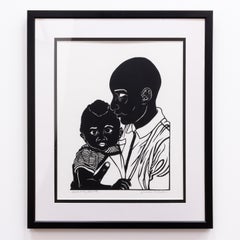 „Speak to My Heart No. 6“ – figurativ – schwarz-weiß – geschnittenes Papier – Umarmung