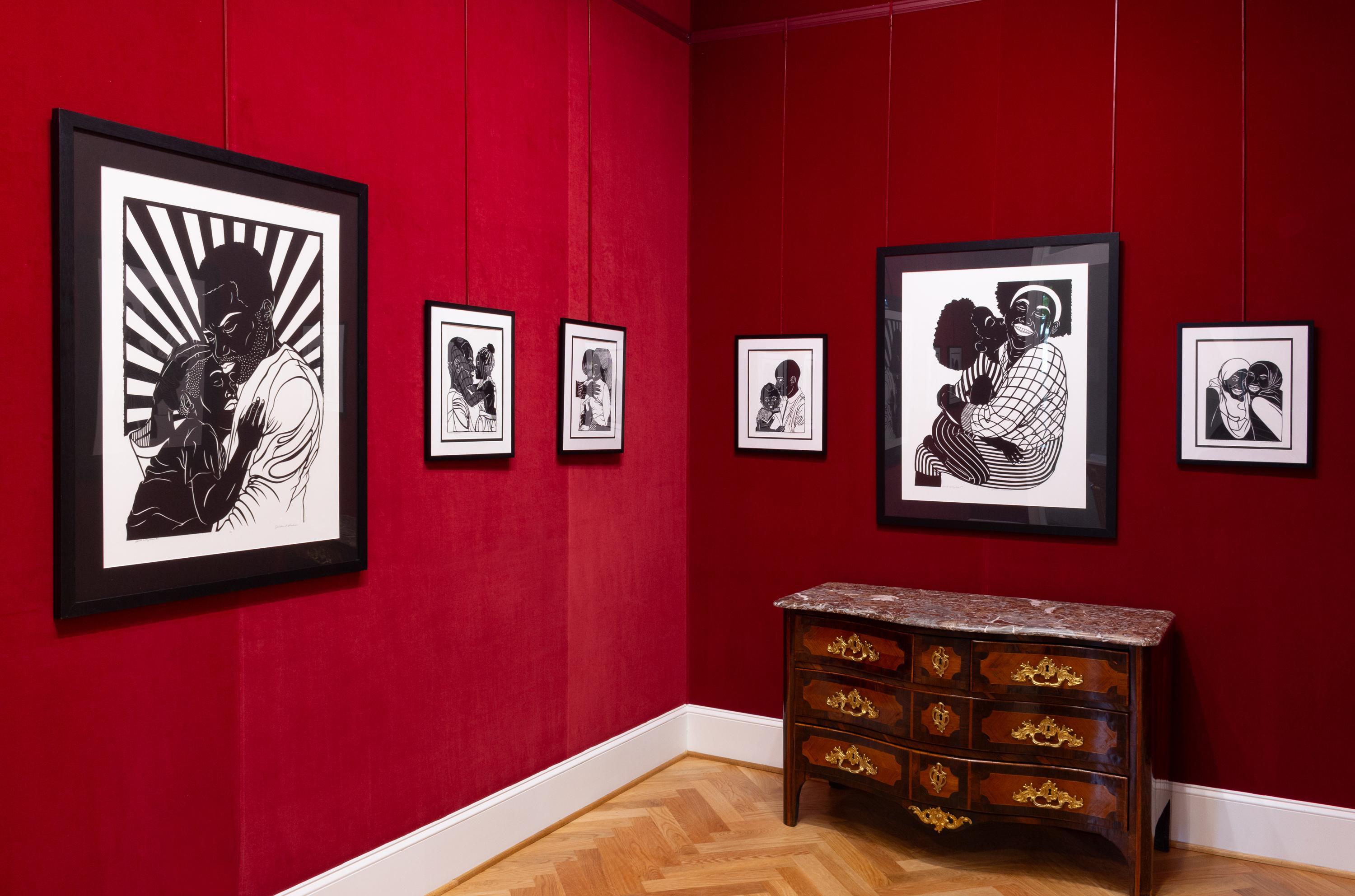 „Speak to My Heart No. 6“ – figurativ – schwarz-weiß – geschnittenes Papier – Umarmung (Grau), Figurative Art, von Jerushia Graham