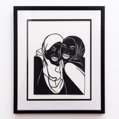 'Speak to My Heart No. 9' - figurative - black & white - cut paper - embrace