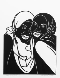 'Speak to My Heart No. 9' - figurative - black & white - cut paper - embrace