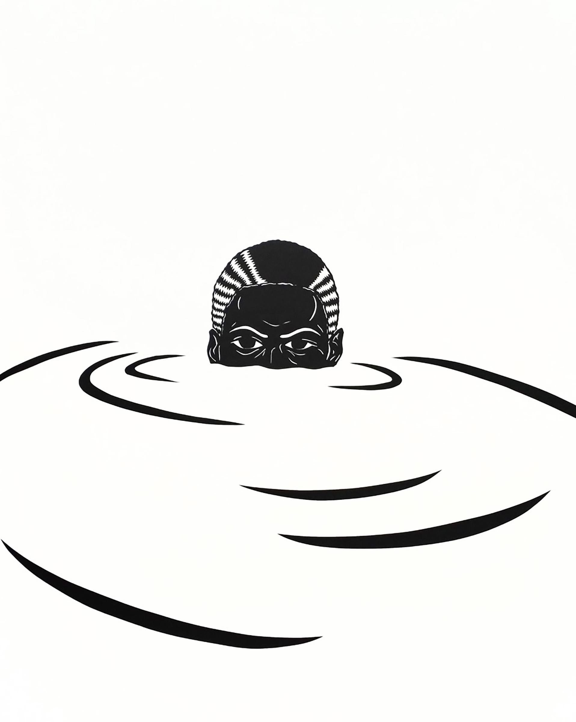 „Treading Water in The Deep End #3“ – figurativ – schwarz-weiß – Kara Walker – Mixed Media Art von Jerushia Graham