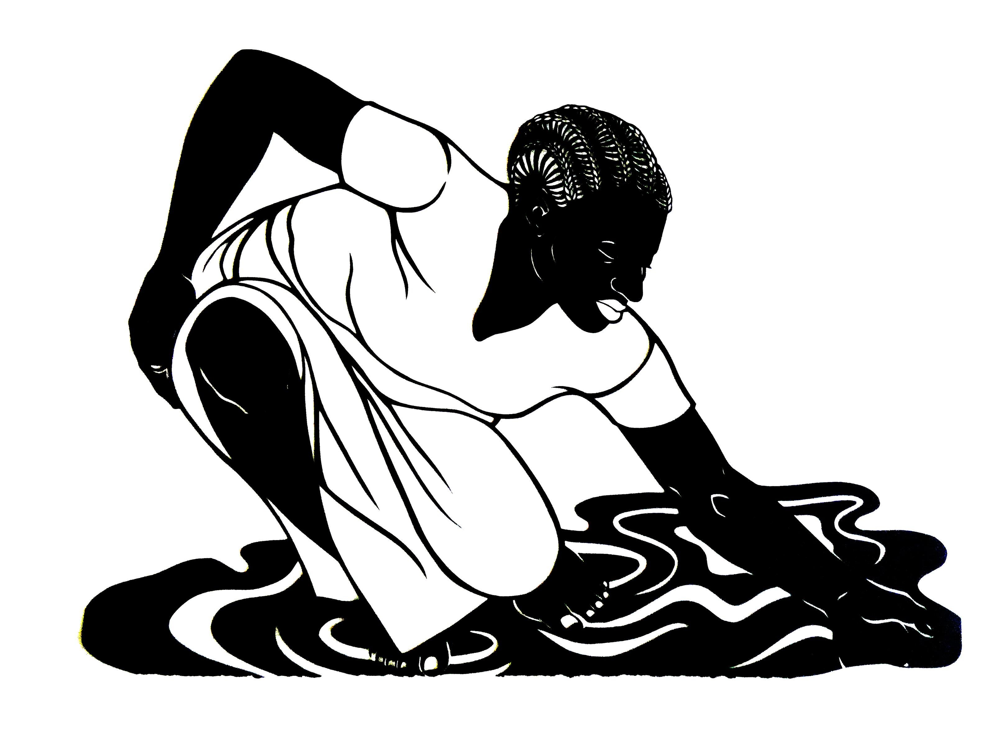 'Undercurrents: Reach' - figurative - black & white - cut paper - Kara Walker - Mixed Media Art by Jerushia Graham