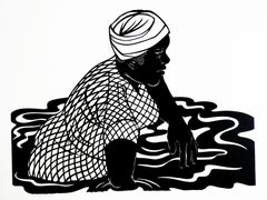 « Undercurrents : Struggle » - figuratif - papier découpé noir et blanc - Kara Walker