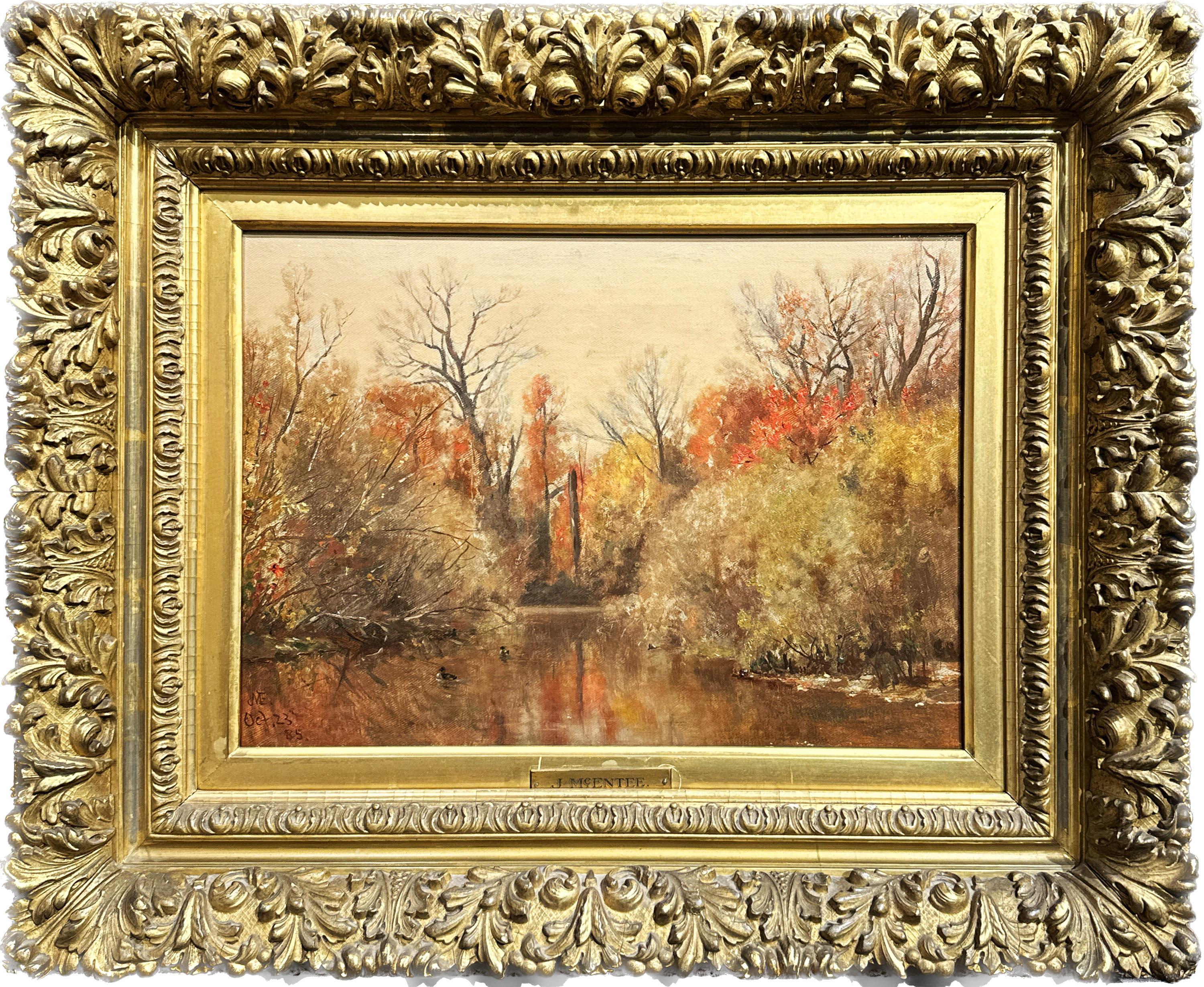 Autumn Idle, Catskills, New York, October 23, 1885 - Painting by Jervis McEntee