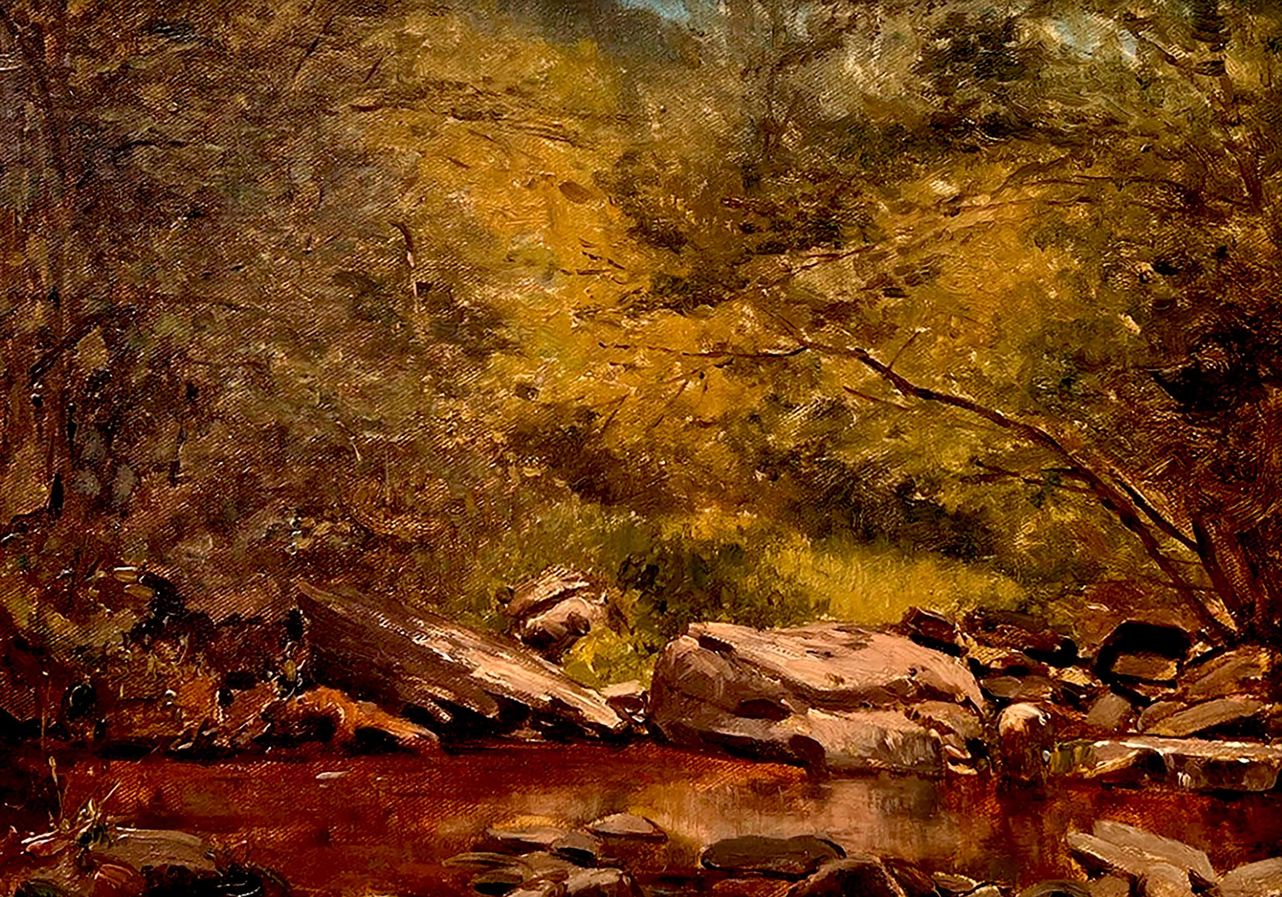 Mink Hollow Brook by Hudson River Artist Jervis McEntee (American, 1828-1891) For Sale 1