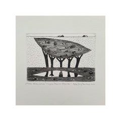 Cielo infantil - Siglo XXI, Grabado contemporáneo, Blanco y negro