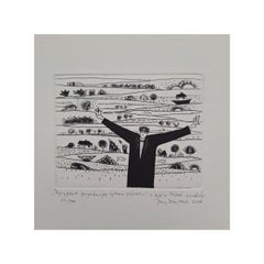 Conductor del ritmo sereno del paisaje - Siglo XXI, Grabado contemporáneo