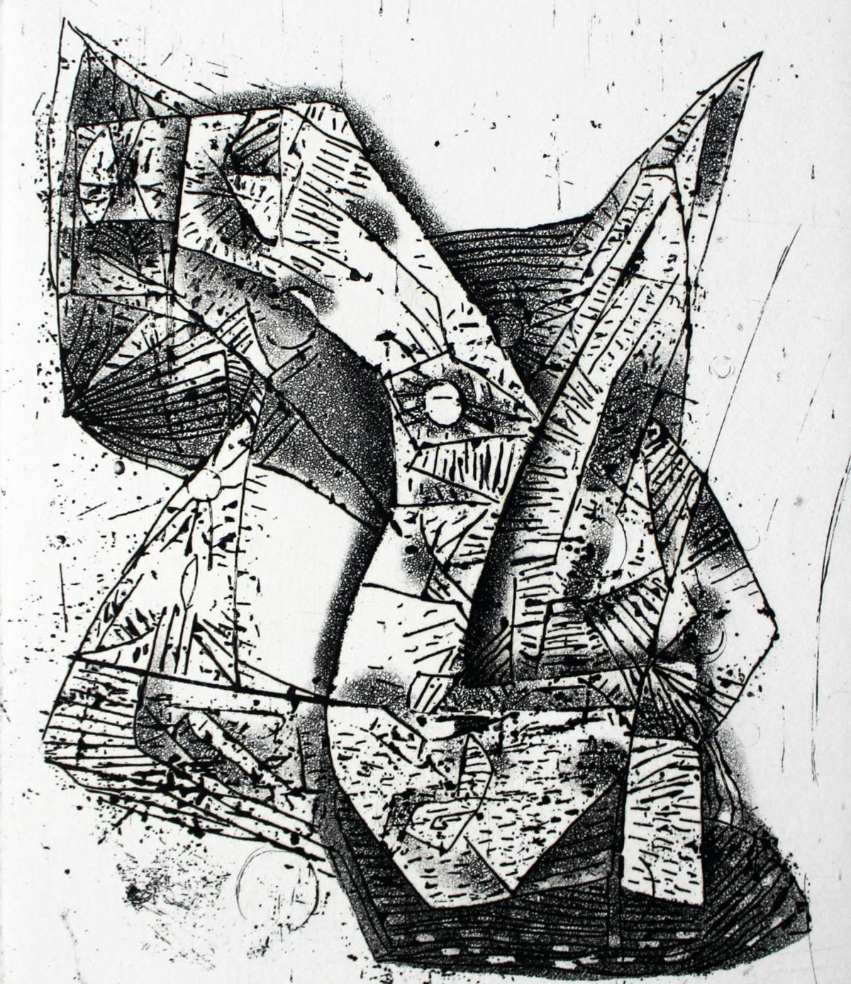 In a bath - 21st Century, Contemporary Abstract Etching, Black and White