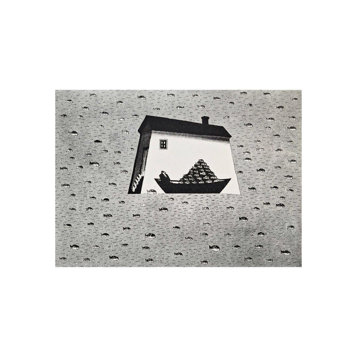 Ocean of peace of mind - 21st Century, Contemporary Etching, Black and White