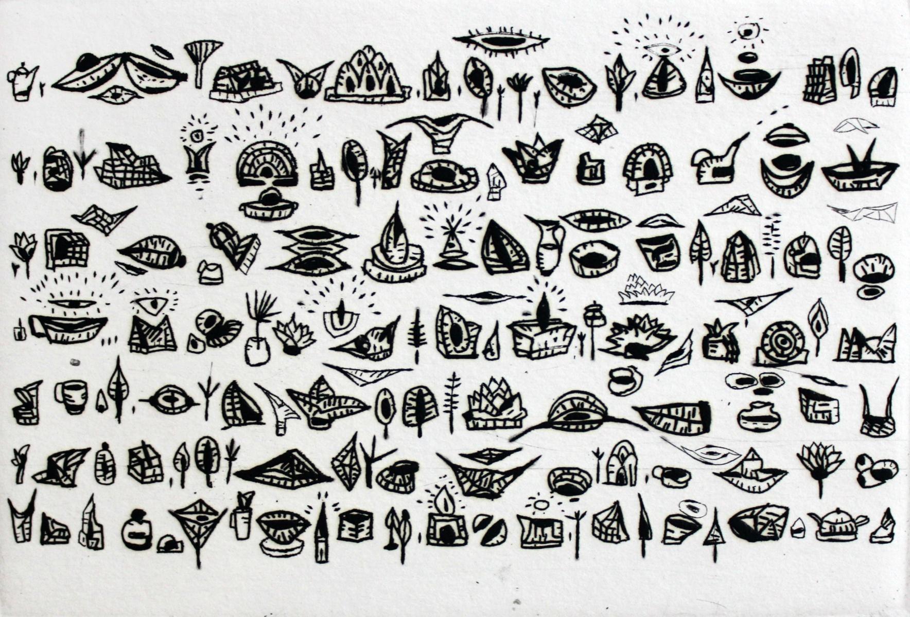 Jerzy Dmitruk Figurative Print - Things and thoughts of everyday use saved from oblivion - XXI century, Etching