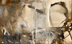 Between Light And Darkness Diptych Abstract Expressionist 