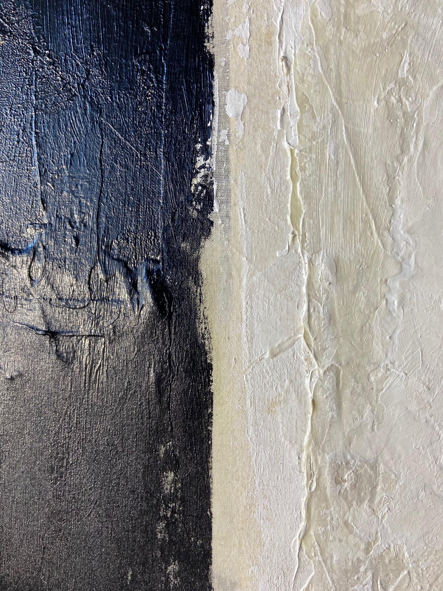 Finestra nera Espressionista astratto in bianco e nero - Painting Astratto di Jerzy Kubina